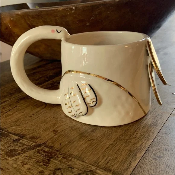 Anthropologie Rare Fauna Fete Swan Mug with Gold Details - Picture 3 of 10